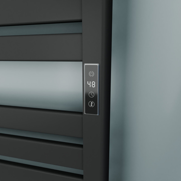 Полотенцесушитель дизайнерский электрический BAU Elite Elegant Black 60х45, подключение справа, черный матовый