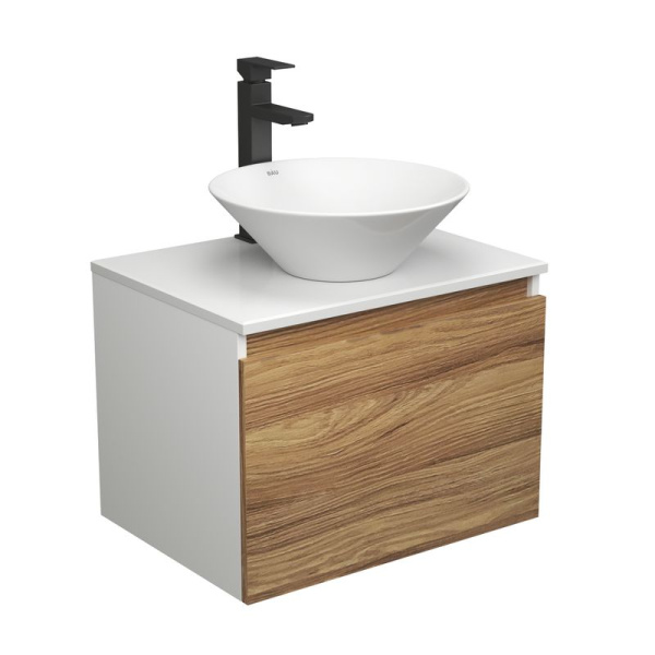 Комплект для ванной, 3 предмета (тумба Bau Dream Blackwood 60 + раковина BAU Dream D43, белая, смеситель высокий Hotel Black)