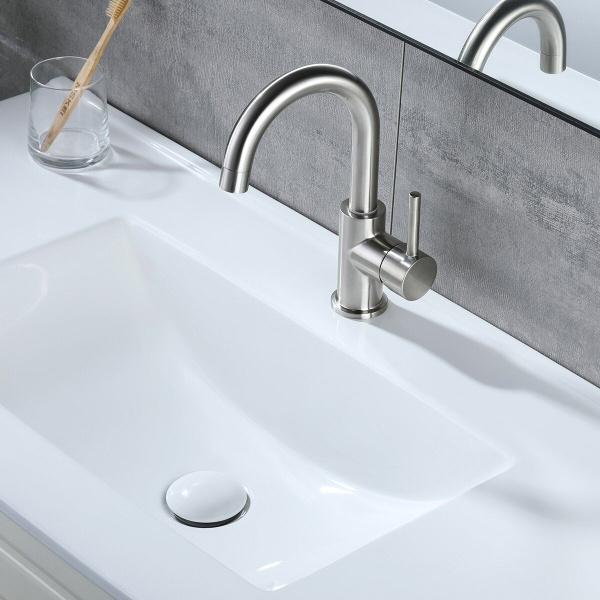 Выпуск для раковины BAU клик-клак, слив click clack, донный клапан, слив-перелив для умывальника, автоматический выпуск для мойки в ванную, белый