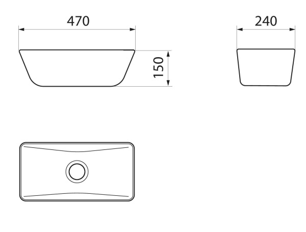 Раковина накладная со смесителем и выпуском (прямоугольная BAU Spectrum mini 47х24, белая + смеситель Hotel Still, нер. сталь, выпуск клик-клак белый)