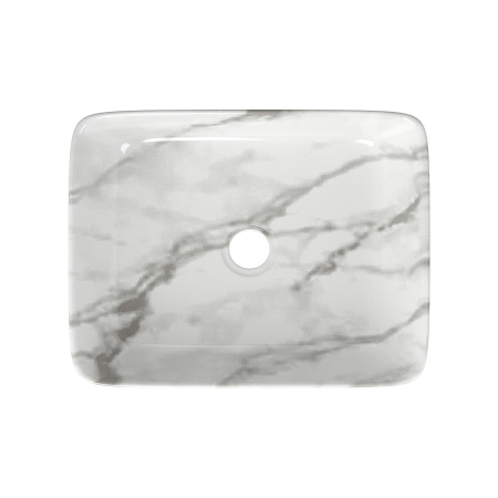 Раковина накладная прямоугольная BAU Hotel 50х39, мрамор + выпуск клик-клак, хром