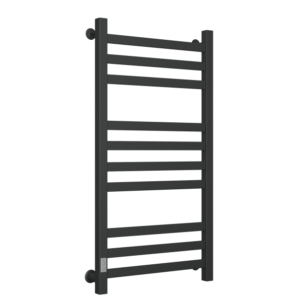 Полотенцесушитель электрический профильный Маргроид BAU В81/10 50х100, 3 вставки 3-4-3 размер 30*10, черный матовый RAL 9005 с таймером слева