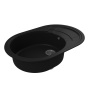 Мойка для кухни оборачиваемая овальная BAU Nimb Black coal 78х50, выпуск с сифоном в комплекте, черный уголь