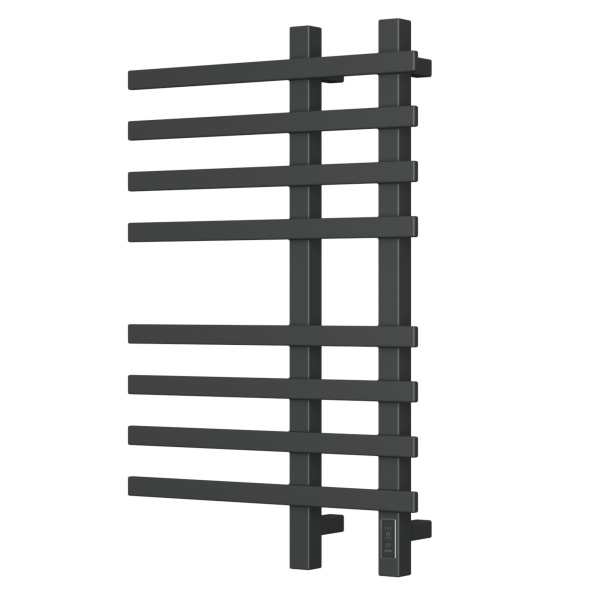 Полотенцесушитель дизайнерский электрический, профильный BAU Wind 50х80, 8 планок, черный матовый RAL 9005
