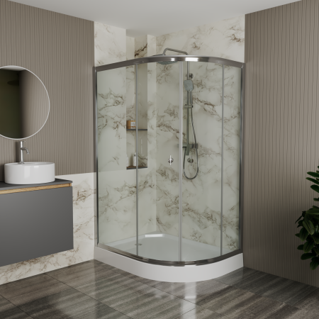 Душевой уголок BAU Dream Hit с поддоном 120x85х195, прозрачное закаленное стекло, хромированный профиль, левая