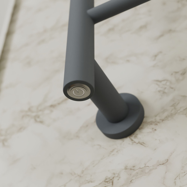 Полотенцесушитель дизайнерский электрический BAU Nimb Gun Grey 62,5х40, подключение нижнее, темно-серый металлик