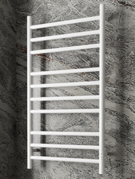 Полотенцесушитель электрический BAU Stil 50х100, 10 планок, универсальный, белый полуматовый
