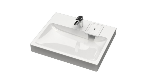 Раковина над стиральной машиной BAU Hotel 60х50, литьевой мрамор в комплекте с кронштейнами и сифоном