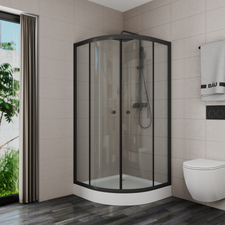 Душевой уголок BAU Dream Hit Black с поддоном 80x80х195, прозрачное закаленное стекло, черный профиль