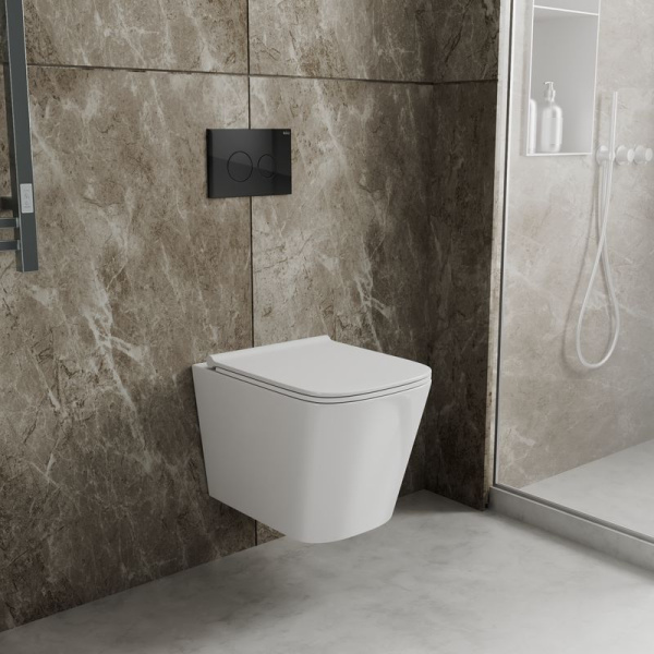 Комплект BAU 6 в 1: инсталляция BAU PRO, унитаз подвесной безободковый Bau Stil PRO, сиденье быстросъемное микролифт, клавиша из стекла BAU Dream, черная