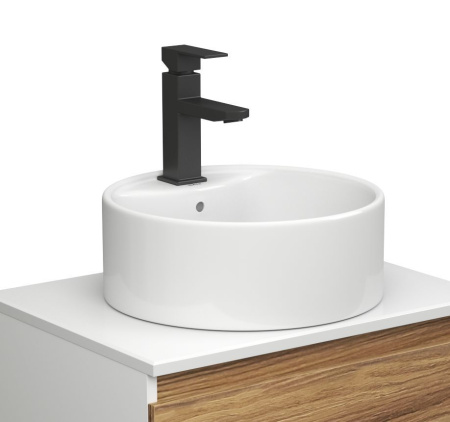 Раковина круглая накладная BAU Element D40, с отверстием под смеситель, белая