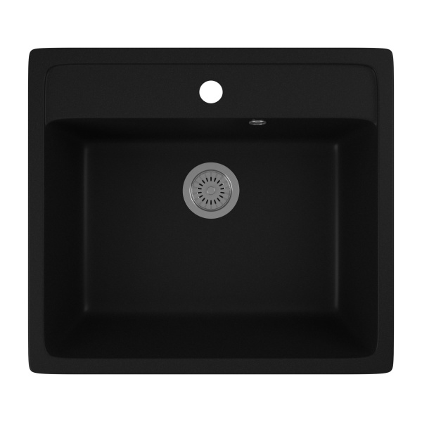 Мойка для кухни BAU Stil Black coal 56х50, выпуск с сифоном в комплекте, черный уголь