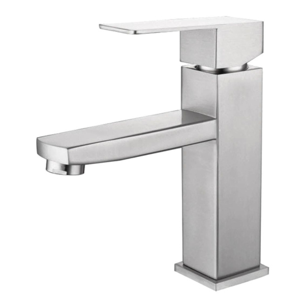 Раковина накладная со смесителем (прямоугольная BAU Cerama Mini 33х28, с отверстием, белая + смеситель Hotel Still, нержавеющая сталь)