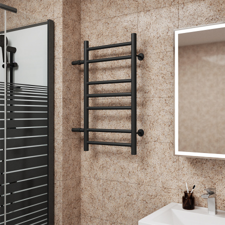 Полотенцесушитель водяной Маргроид BAU В10 40х80, П7 (2+3+2) боковое подключение 50, черный матовый RAL 9005