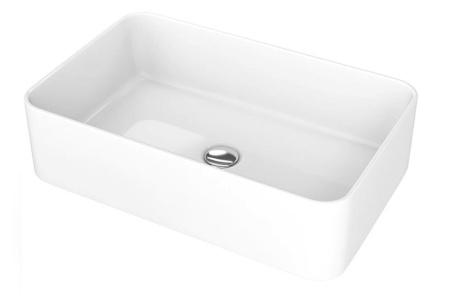 Раковина накладная со смесителем и выпуском (прямоугольная BAU Hotel mini 37х23, белая + смеситель Hotel Still, нер. сталь, выпуск клик-клак хром)