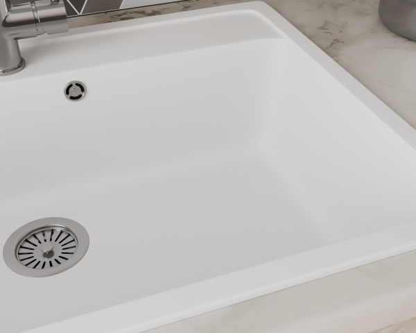 Мойка для кухни BAU Stil White snow 76х51, выпуск с сифоном в комплекте, белый снег