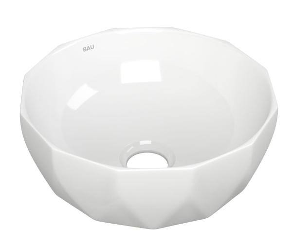 Тумба с раковиной и выпуском (тумба подвесная Bau Dream 60 + раковина на столешницу BAU Diamond D40, белая, выпуск клик-клак, белый)