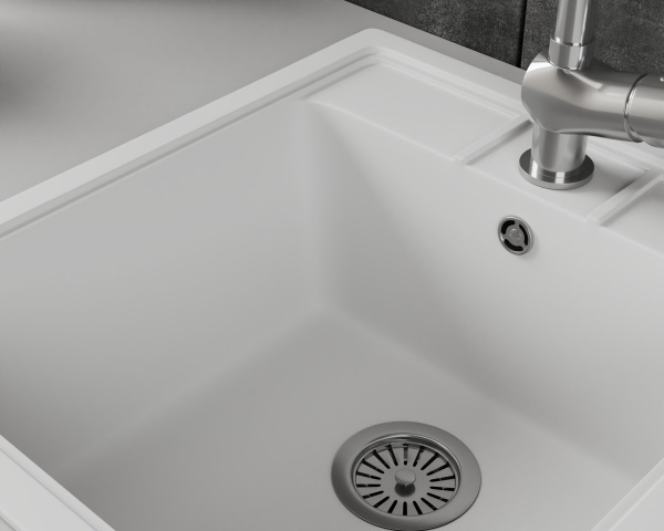 Мойка для кухни BAU Stil White snow 45х50, выпуск с сифоном в комплекте, белый снег