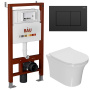 Комплект BAU 6 в 1: инсталляция BAU PRO, унитаз подвесной безободковый Bau Spectrum PRO, сиденье быстросъемное микролифт, клавиша BAU Stil, черный матовый