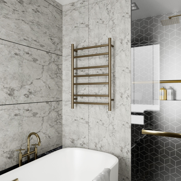 Полотенцесушитель электрический BAU Stil 50х80, 7 планок, универсальный, антикварная бронза