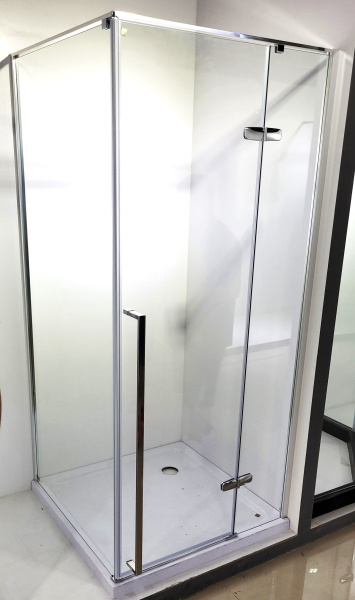 Душевой уголок квадратный BAU Stil pattern 90х90х200, с поддоном 12,5 см, закаленное стекло 6 мм, профиль хромированный алюминий, с сифоном