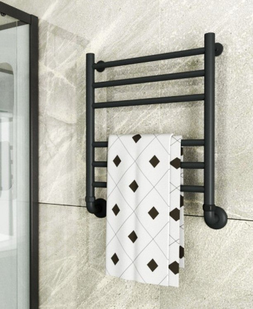 Полотенцесушитель водяной Маргроид BAU В10 50х60, П6 (3+3), нижнее подключение 50, черн, черный матовый RAL 9005