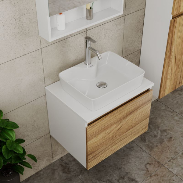 Комплект для ванной, 4 предмета (тумба Bau Dream 60 + раковина BAU 48х37, с отв. под смеситель + смеситель Dream, выпуск клик-клак, хром)