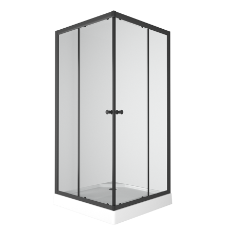 Душевой уголок BAU Stil Hit Black с поддоном 90x90х195, прозрачное закаленное стекло, черный профиль