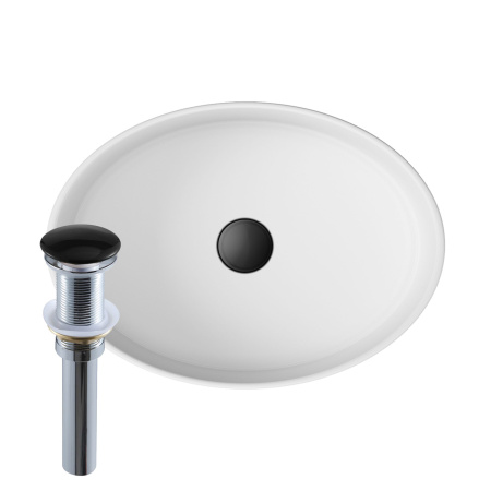 Раковина накладная на столешницу BAU Nimb овальная 50х36, белая, выпуск клик клак, черный