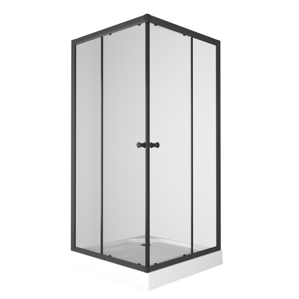 Душевой уголок BAU Stil Hit Black с поддоном 90x90х195, прозрачное закаленное стекло, черный профиль