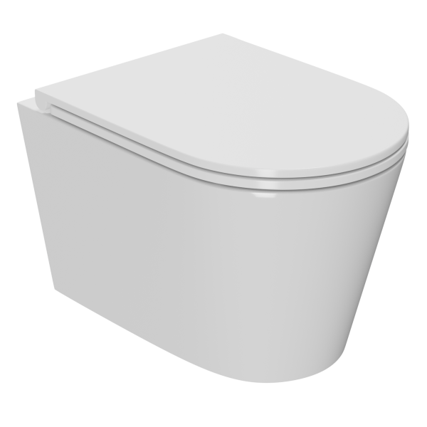 Унитаз подвесной безободковый торнадо обратного потока Bau Nimb Hurricane-2, быстросъемное тонкое сиденье дюропласт микролифт BK0001-HQ2