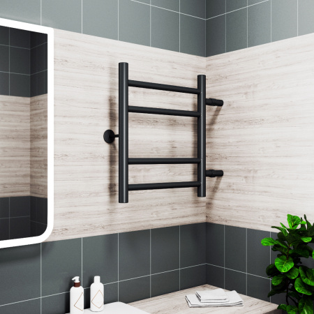 Полотенцесушитель водяной Маргроид BAU В10 40х50, П4 (2+2) боковое подключение 32, черный матовый RAL 9005