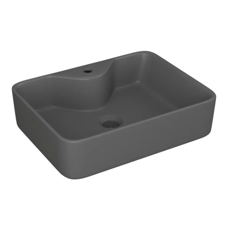 Раковина прямоугольная накладная BAU Cerama 48х37, с отверстием под смеситель, темно-серая матовая