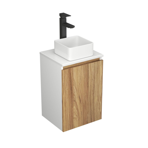 Комплект для ванной, 3 предмета (Тумба Bau Dream Blackwood 40, раковина BAU Mini 24х24, смеситель для раковины высокий Hotel Black, черный)