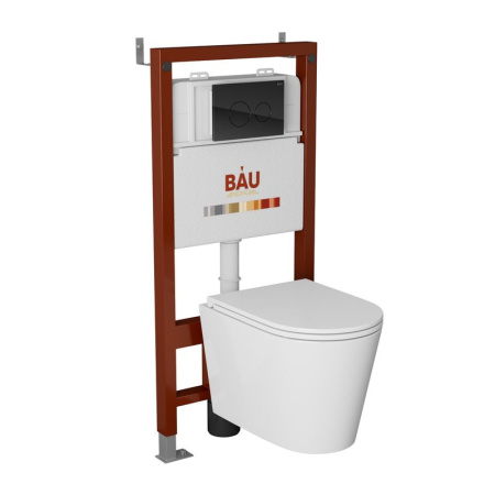 Комплект BAU 6 в 1: инсталляция BAU PRO, унитаз подвесной торнадо Bau Nimb Hurricane-2, сиденье дюропласт микролифт, клавиша из стекла BAU Dream