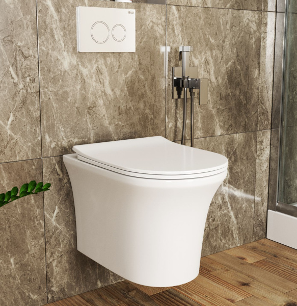 Унитаз подвесной безободковый Bau Spectrum PRO, быстросъемное сиденье микролифт