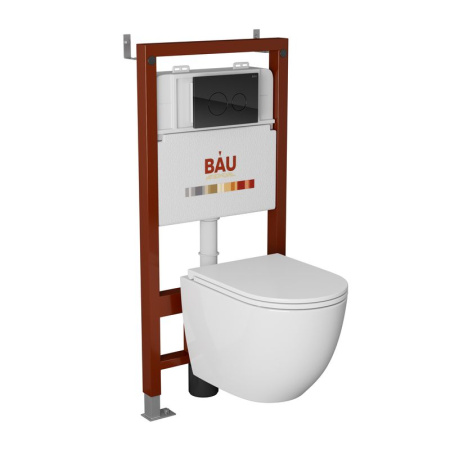 Комплект BAU 6 в 1: инсталляция BAU PRO, унитаз подвесной торнадо Bau Dream Hurricane-2, сиденье дюропласт микролифт, клавиша из стекла Dream, черная