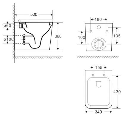 Комплект BAU 6 в 1: инсталляция BAU PRO, унитаз подвесной безободковый Bau Stil PRO, сиденье быстросъемное микролифт, клавиша BAU Hotel, белый глянец