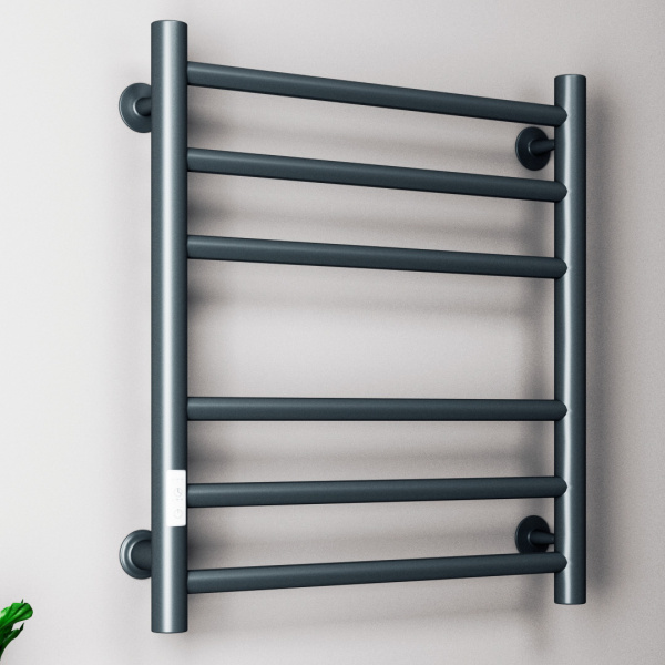 Полотенцесушитель электрический Маргроид BAU В10 50х60, П 6 (3+3) с таймером слева, скрытый монтаж черный матовый