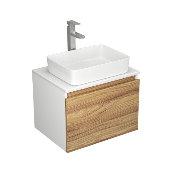 Комплект для ванной, 4 предмета (Тумба Bau Dream Blackwood 60, раковина BAU Hotel 48х37, смеситель для раковины высокий Hotel Still, нержавеющая сталь, выпуск клик клак, хром)