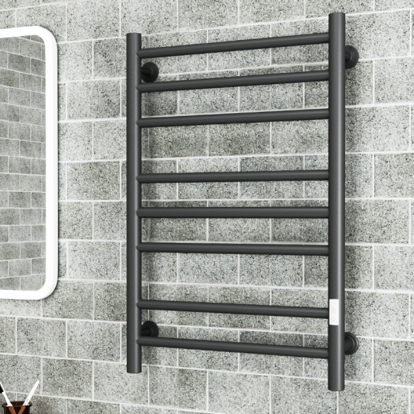 Полотенцесушитель электрический Маргроид BAU В10 50х80, П8 (3+3+2) с таймером справа, черный матовый RAL 9005