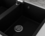 Мойка для кухни двойная чаша BAU Stil Black coal 77х50, выпуск с сифоном в комплекте, черный уголь