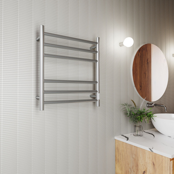 Полотенцесушитель электрический BAU Stil 50х60, 6 планок, универсальный, нерж. сталь полированная