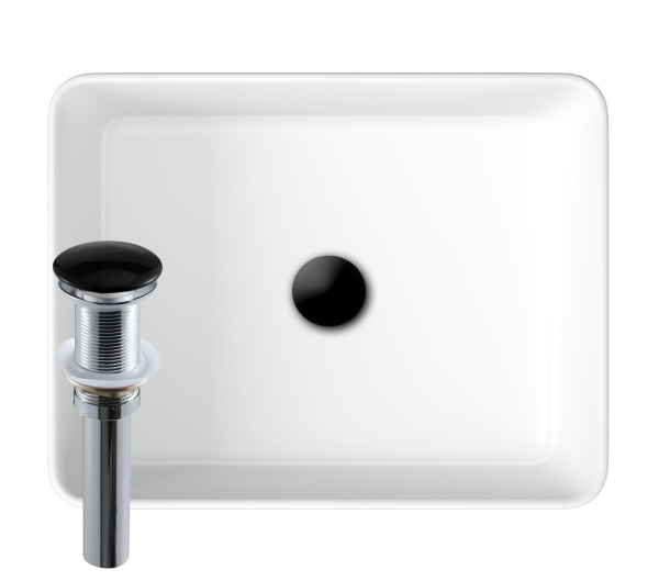 Тумба с раковиной и выпуском (Тумба Bau Dream Blackwood 60, умывальник BAU Hotel 48х37, выпуск клик клак, черный)