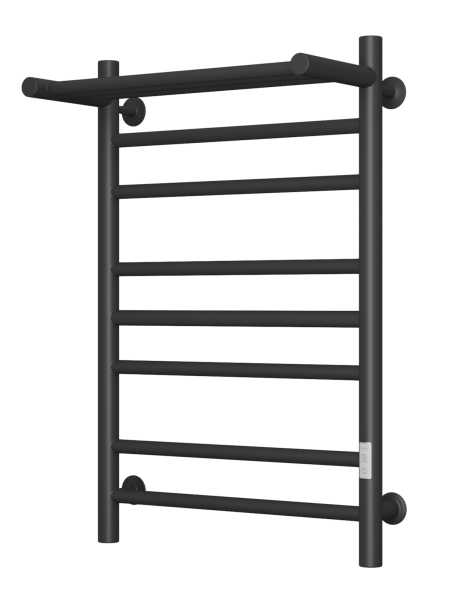 Полотенцесушитель электрический с полкой Маргроид BAU В10 50х80 П7 (2+3+2) с таймером справа, черный матовый RAL 9005
