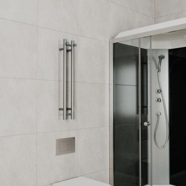 Полотенцесушитель, дизайн-радиатор электрический Маргроид BAU Inaro II Gun Grey 80х12 темно-серый металлик с таймером