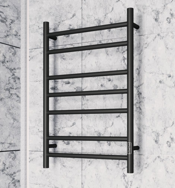 Полотенцесушитель электрический BAU Stil 50х80, 7 планок, универсальный, черный матовый RAL 9005