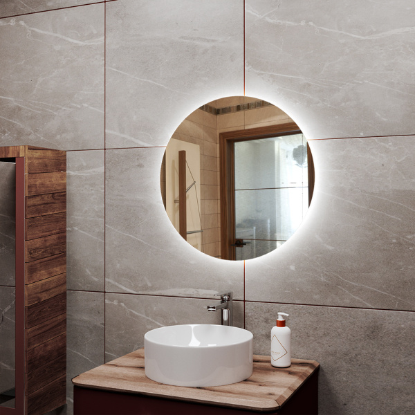 Зеркало Bau Spectrum D55, круглое, LED, сенсор на взмах, ореольная подсветка