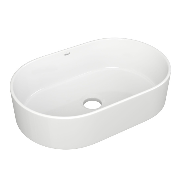 Тумба с раковиной и выпуском (тумба подвесная Bau Dream 60 + раковина овальная BAU Nimb 56х36, белая, выпуск клик-клак, черный)