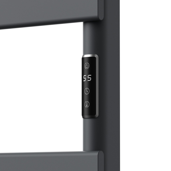 Полотенцесушитель дизайнерский электрический BAU Spectrum Gun Grey 94х50, подключение справа, темно-серый металлик